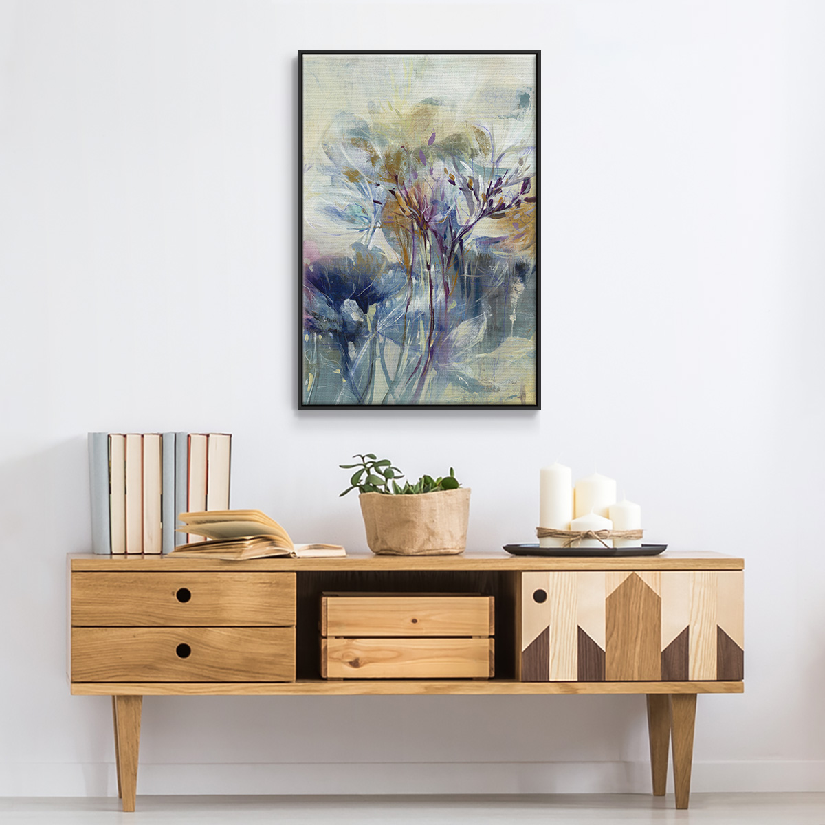 Meadow Saffron II Framed Premium Gallery Wrapped Canvas - Ready to Hang - 25 x 37 - Black Floating Frame