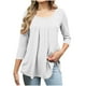 thumbnail image 3 of Tops de trabajo para mujer,Camiseta de talla grande, blusa informal estampada de manga 3/4 para mujer, poliéster, cuello redondo, para usar en casa, sopatenor, 3 of 9