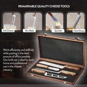 Formaticum Professional 4 Knife Set- Soft Knife w/ Forklet, Cheese Knife Set w/ Solid Walnut Handle, Stainless Steel Knives in a Wooden Box, Great Gift for Cheese Charcuterie Fan, Handmade in Italy