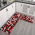 thumbnail image 2 of Geometric Square Red Pattern Anti Fatigue Kitchen Rugs Set Of 2, Non Slip Washable Decorative Floor Mats for Kitchen Sink Laundry, 17"x30" and 17"x47", 2 of 6