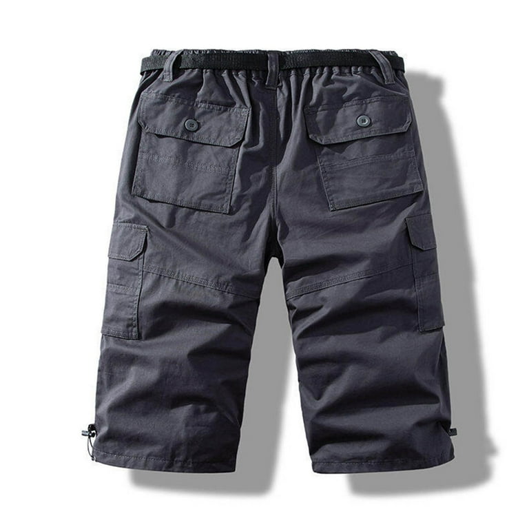 heyac Black Cargo Shorts Men Size 44 Comfy Elastic Waist Work