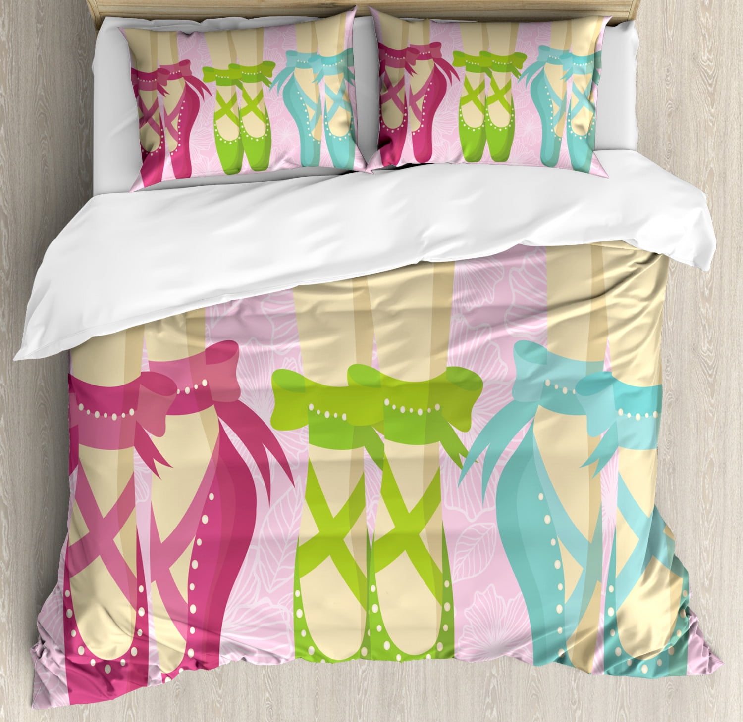 Ballet Duvet Cover Set, Pointe Shoes Ballerina Woman Feet Classic