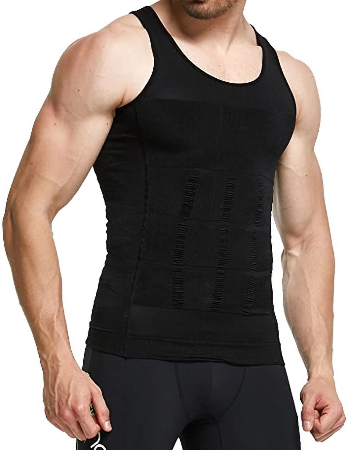 Mens Body Shaper Slimming Shirt Compression Vest Elastic Slim Shapewear Black XXXL
