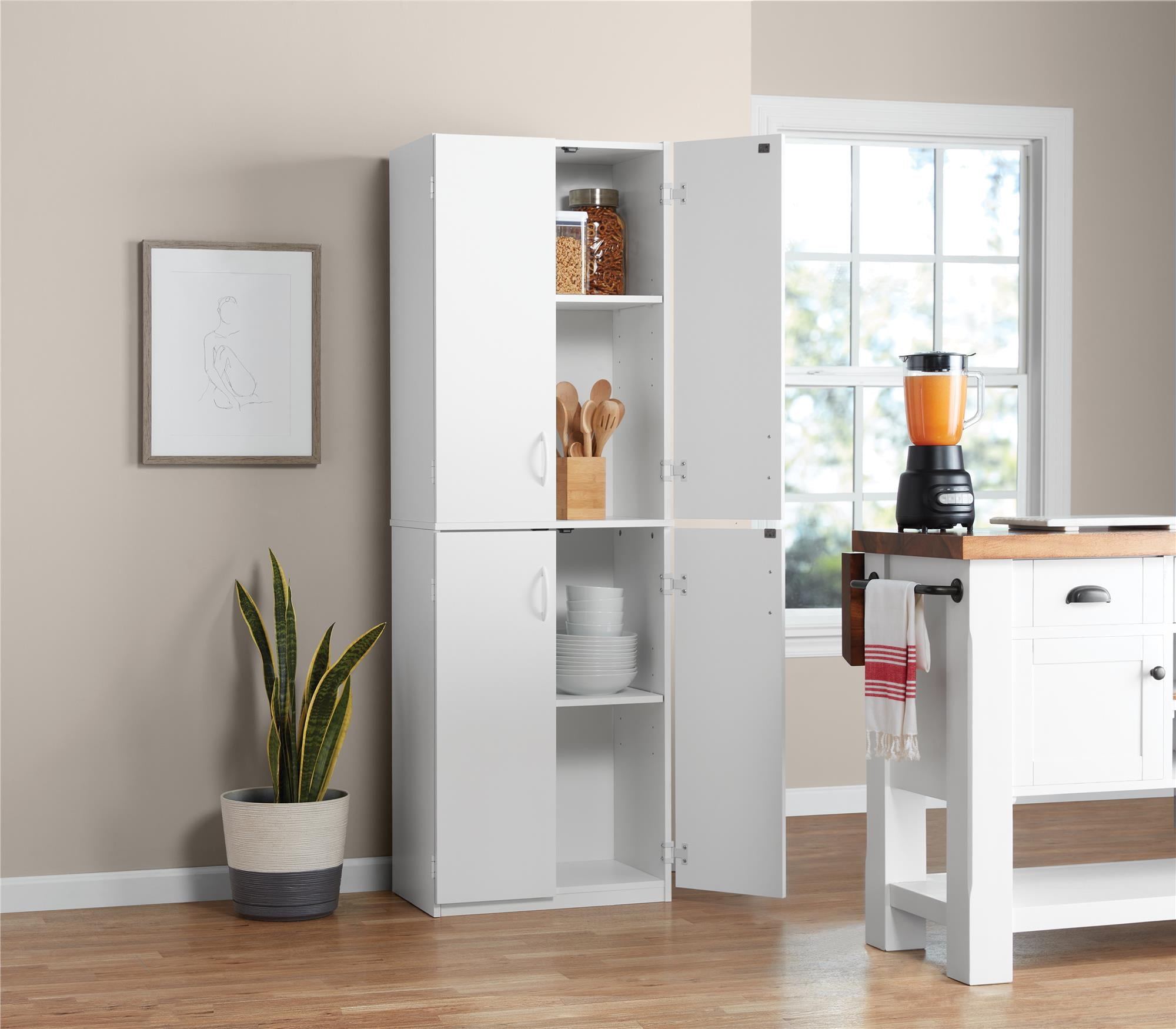 Mainstays 72" 4-Door Cabinet, White