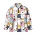 thumbnail image 5 of Xoenoiee Funny Cat Print Oversized Sweatshirt for Girls Half Zip Pullover Drop Shoulder Trendy Y2K Casual Fall Outfits Soft Fleece Top for Teens, 13-14 Years, 5 of 7
