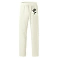 thumbnail image 4 of Mens Fashion Casual Printed Linen Pocket Lace Up Pants Large Size Pants Casual Pants White M, 4 of 4