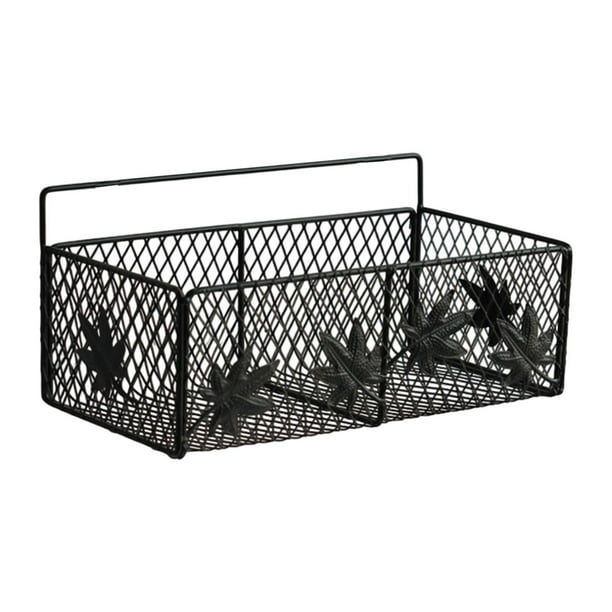 Cesta colgante de pared, decoración de metal, estante de pared, organizador de pared para baño Negro