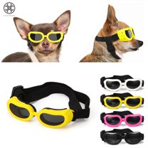 Luxtrada Dog Sunglasses Dog Goggles Pet Glasses UV Protection Sunglasses Eye Wear Protection with Adjustable Strap for Small Dog Yellow