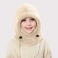thumbnail image 5 of Splozh Kids Baby Hat Soft Warm Cable Knit Winter Pullover Hat Children's Double Ear Hat Cute Knitting Yarn Baby Hat Beige,3-10 Years, 5 of 8