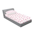 thumbnail image 2 of Ambesonne Flamingo Fitted Sheet & Pillow Sham Set, Tropic Birds and Spots, Twinxl, Hot Pink Blush, 2 of 2