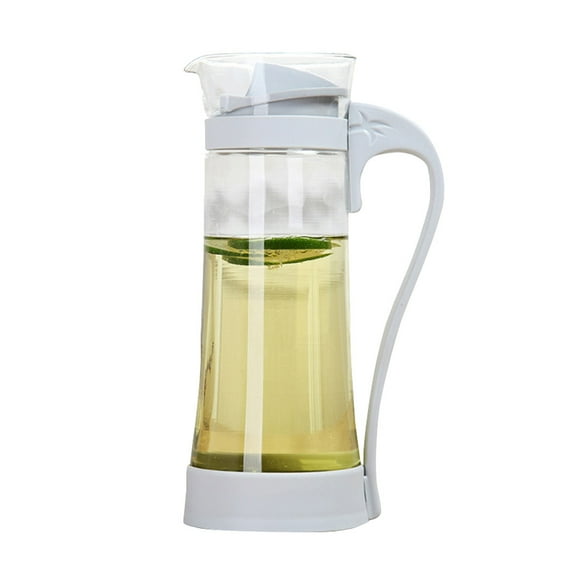 1200ml Transparent Glass Cold Water Pitcher Juice Pot Tea Kettle for Storing and Serving Beverage (Blue)