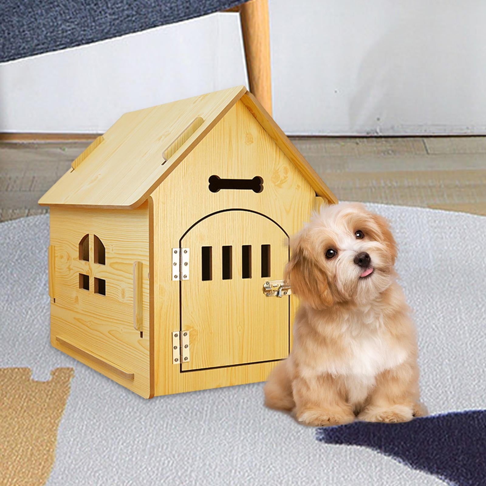 Stgfyxgs Wooden Pet House Dog Kennel Wooden Outdoor Indoor Breathable Cat Bed with Removable Roof for Guinea Pig Hamster Play Sleeping 44cmx57cmx58.5cm