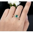 thumbnail image 4 of JEWELRYTREASURE 925 Sterling Silver Ring Set Pear Cut Emerald Wedding Ring Set Cluster CZ Diamond Bridesmaid Jewelry 7x5 mm / 1 Ct Valentine's Day Gift for Wife, 4 of 4