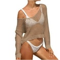 thumbnail image 2 of Pitauce Womens Crochet Crop Top See Through Knit Beach Swimsuit Cover Up Long Sleeve Hollow Out Bikini Bathing Suit Cover Ups, 2 of 5
