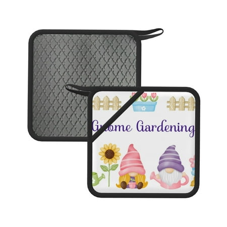 

Matuu Watercolor Gnome Garden for Square Silicone Anti-hot Pad for Kitchen Potholders Hot Dishers Spoon Holder