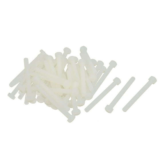 M5 x 50mm Full Thread Nylon Metric Hex Head Cap Screw Bolt 50 Pcs