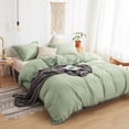 thumbnail image 6 of Move Over Green Duvet Cover Set Queen Sage Green Bedding Sets Pom Poms Pattern Washed Microfiber No Filling, 6 of 9