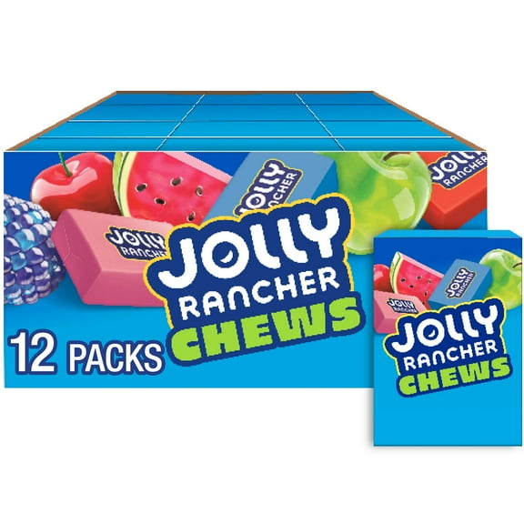 Jolly Rancher Chews Assorted Fruit Flavored Candy, Box 2.06 oz, 12 Count