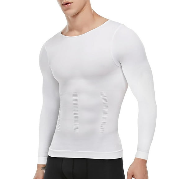 LALAMELON Compression Shirts for Men Long Sleeve Slimming Body Shaper Undershirt Tummy Control Gynecomastia Shapewear
