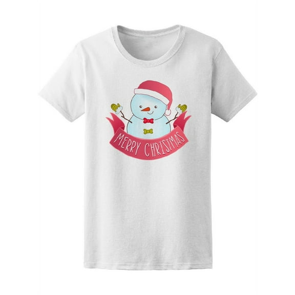 Cute Snowman Christmas Ribbon Tee Women's -Image by Shutterstock