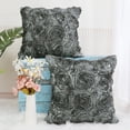thumbnail image 4 of PiccoCasa 3D Satin Rose Throw Pillowcases 16"x16" Decorative Throw Pillow Covers Set of 2, Grey, 4 of 8