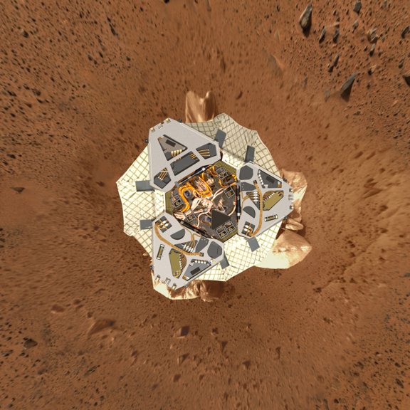 Spirits lander at Gusev Crater from an overhead view Canvas Art - Stocktrek Images (28 x 28)