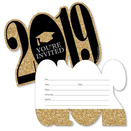 - Gold - Tassel Worth The Hassle - 2019 Shaped Fill-In Invitations - Graduation Party Invitation Cards/Envelopes - 12 Ct