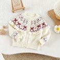 thumbnail image 6 of Ticikt Toddler Girls Fair Isle Heart Bow Knit Cardigan Sweater Ruffle Button Front Long Sleeve Soft Warm Holiday Fall Top,White, 6 of 6