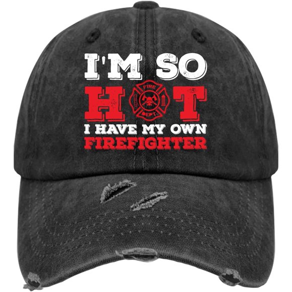 shiyou-I'm So Hot I Have My Own Firefighter Wife Hats for Men Funny Washed Distressed Baseball Cap