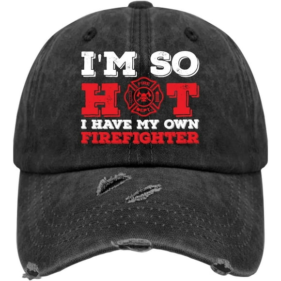 shiyou-I'm So Hot I Have My Own Firefighter Wife Hats for Men Funny Washed Distressed Baseball Cap