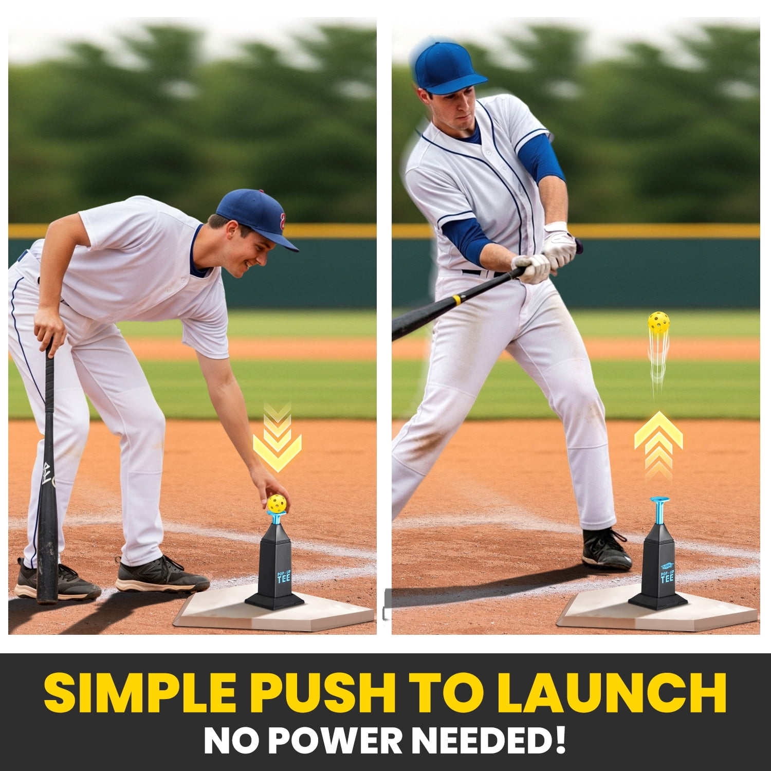 FITPLAY Baseball Training Tee Popper, Pop Up Baseball Trainer Baseball Pitching Machine Without a Pitcher