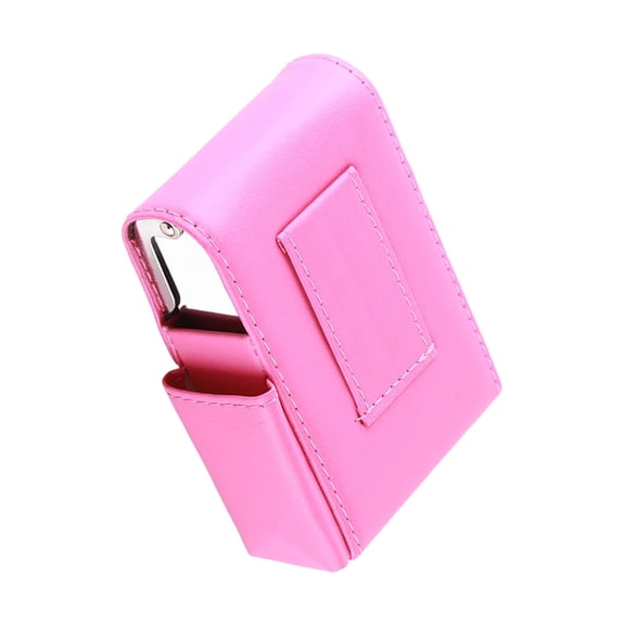 2PCS Portable Cigarette Case PU Leather Pouch Lighter Holder Storage Scratch Protective Storage Box Flip Clamshell Multifunctional Storage for Cigarette (Lichee Pattern Rose Red)
