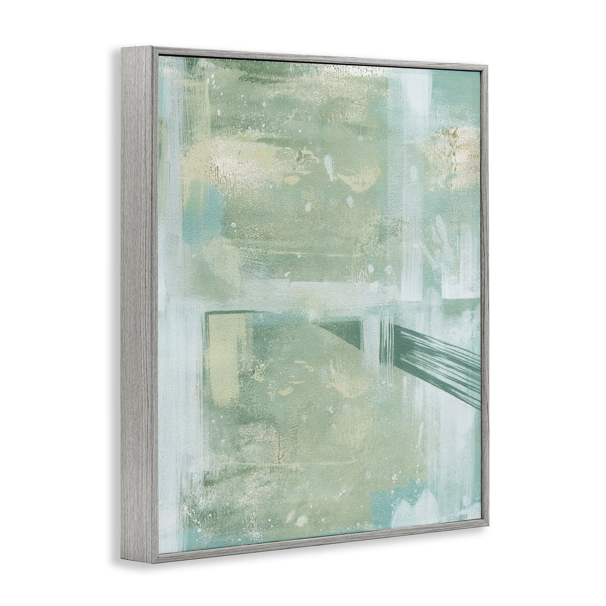 Stupell Industries Green Weathered Abstract Abstract Painting Gray Framed Art Print Wall Art, 16 x 20