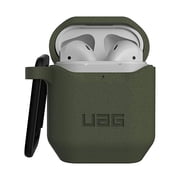 UAG Compatible with Airpods (1st & 2nd Gen) Case Full-Body Protective Soft-Touch Silicone Case with Detachable Carabiner, Standard Issue Silicone_001, Olive