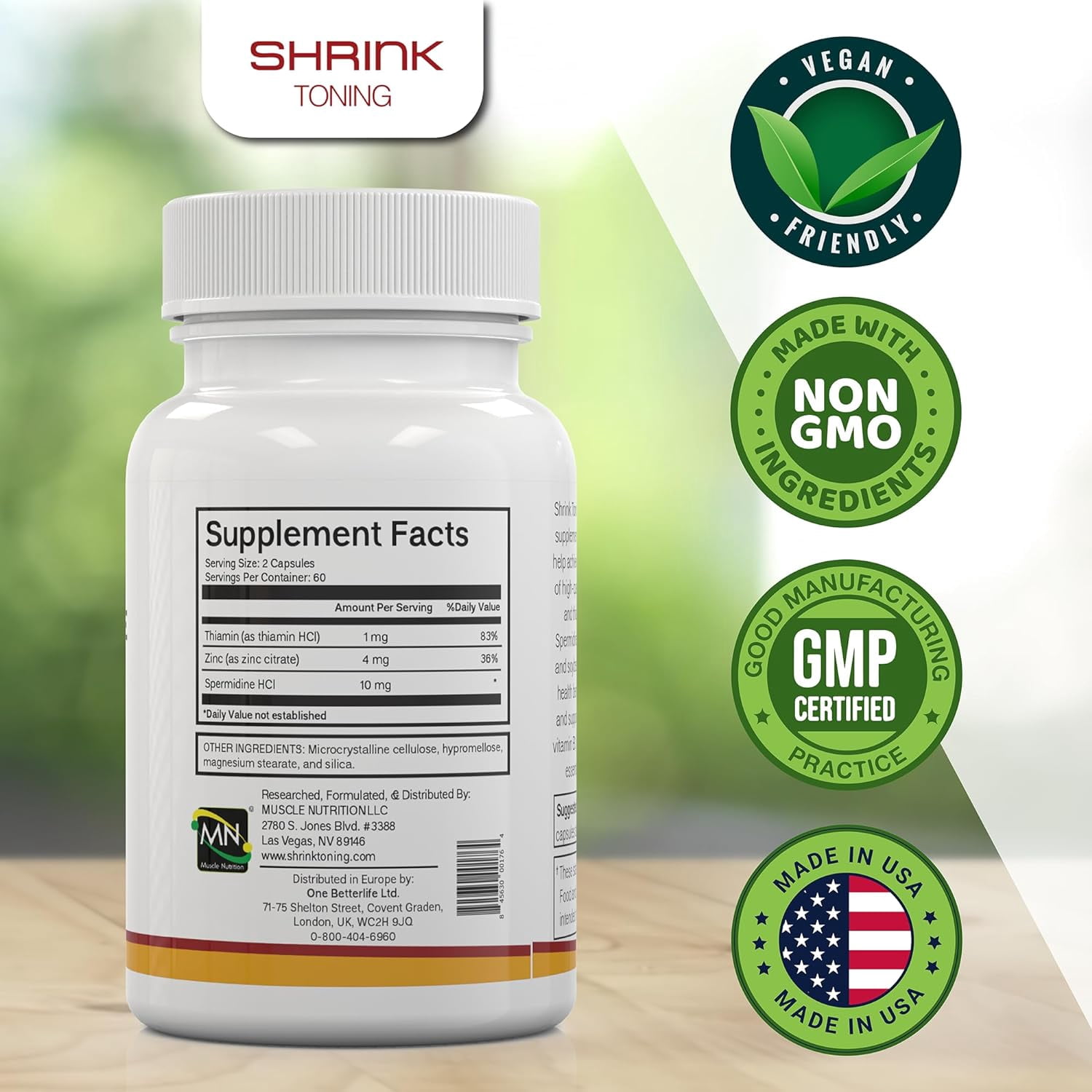 Shrink Spermidine Supplements - 120 Vegan Caps, Natural Anti-Aging Support