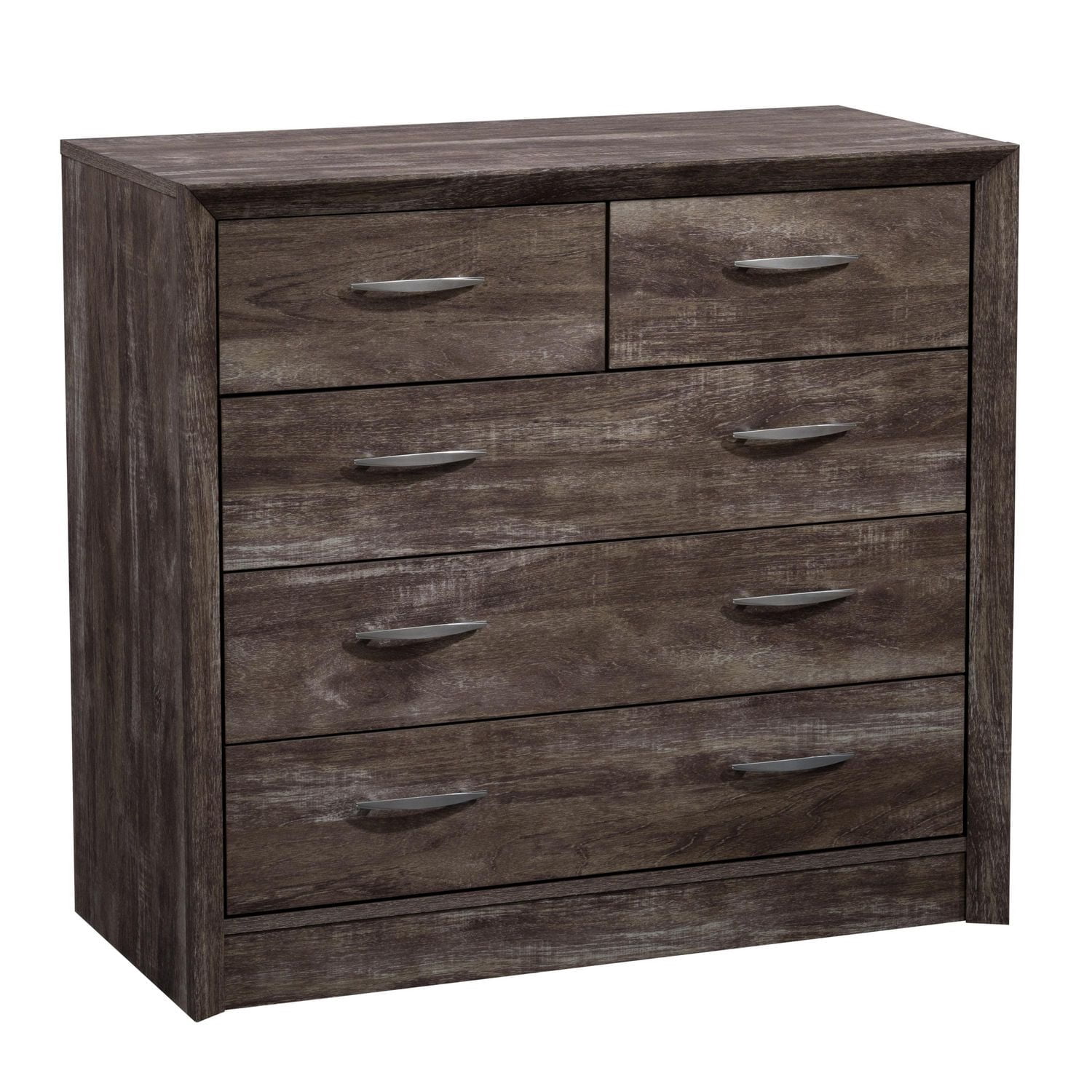 CorLiving Newport Mid Century Modern Engineered Wood 5 Drawer Adult Dresser, Brown