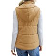 thumbnail image 6 of YYDGH Women's Puffer Vest Solid Color Zip Up Sleeveless Winter Coats Stand Collar Hooded Jacket Winter Warm Outerwear Padded Gilet with Zipper Pockets, 6 of 8