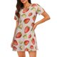 thumbnail image 1 of Fotbe Strawberries Bata de Dormir para Mujer con Estampado, Camisón de Algodón de Manga Corta, Ropa de Dormir Casual, 1 of 6