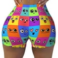 thumbnail image 2 of Goofa Doodle Faces Emotions Printed Workout Shorts Women Seamless Scrunch Butt Lifting High Waisted Gym Booty Shorts Elastic Workout Shorts-Medium, 2 of 8