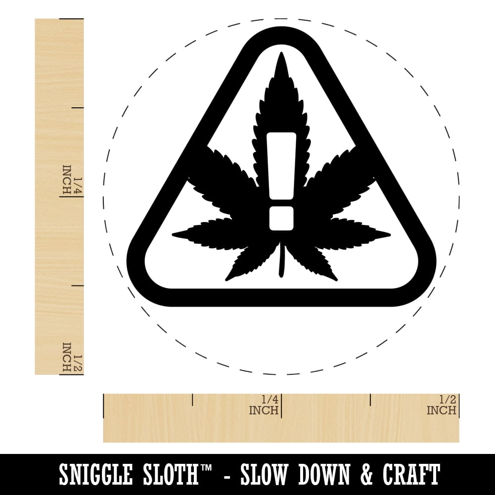 Contains Cannabis Warning Triangle Self-Inking Rubber Stamp Ink Stamper - Dry Pad (No Ink) - Mini 1/2 Inch