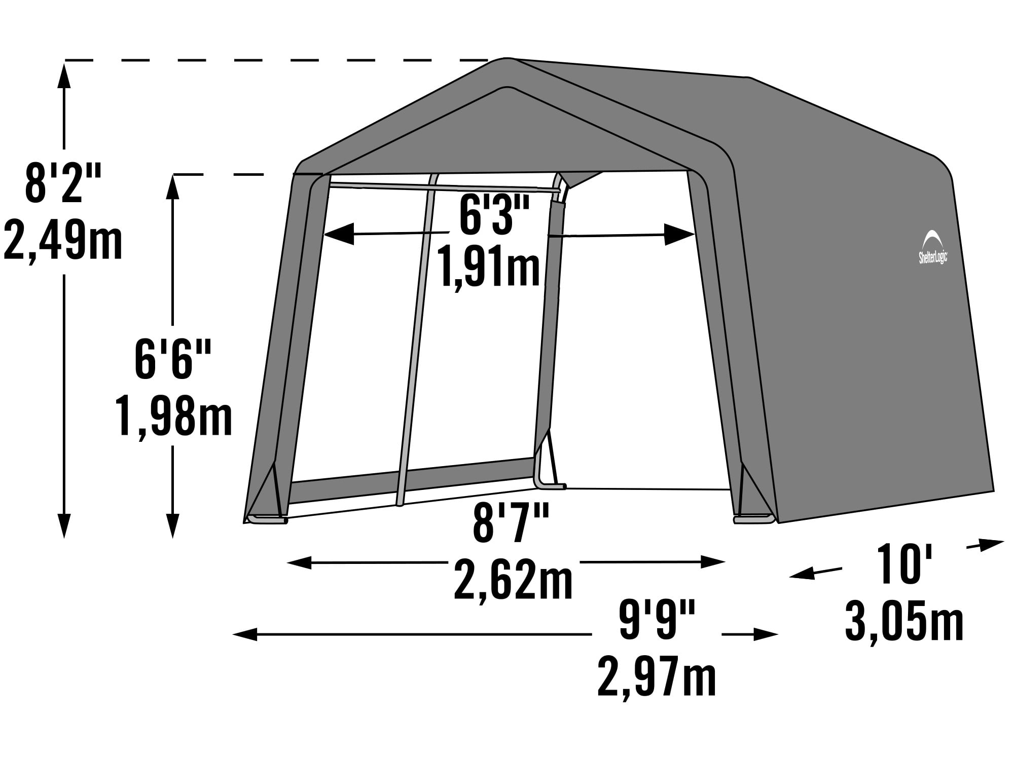 Shed-In-A-Box 10 X 10 X 8 Ft Peak Grey