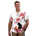 thumbnail image 3 of Garronmavis Plum Blossom Cat Couple Matching Outfit Womens Short Sleeve Dress Flowy Beach Party Dresses Size 3XL and Mens Button Down Shirt Soft Hawaiian Blouse Tops, 3 of 7