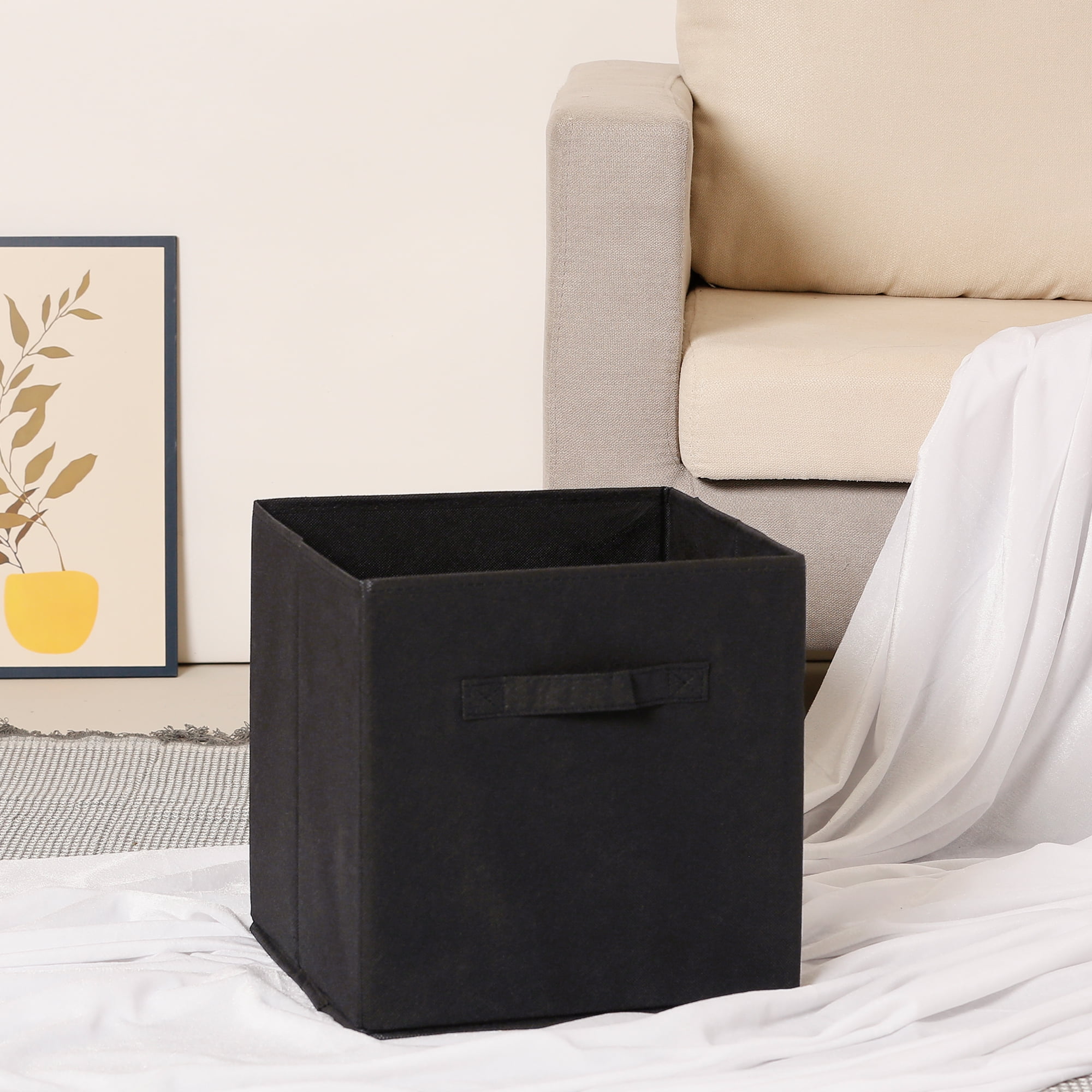 Unique Bargains Fabric Storage Cube Storage Bin Black 12.2*12.2*12.2in