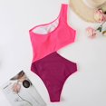 thumbnail image 3 of Gibobby Trajes de Baño para Mujer Traje de baño de bikini con recorte en la cintura y un hombro sexy con volantes en bloques de colores para mujer(J,XL), 3 of 4
