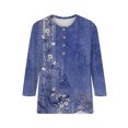 thumbnail image 2 of Innerwin Hauts Imprimé Floral T-Shirt Femme Col Rond Ample Bleu L, 2 of 4
