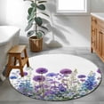 thumbnail image 3 of Round Rug 4Ft Washable Non-Slip, Watercolor Floral Circle Area Rugs for Living Room Bedroom, Spring Garden Onion Flowers Lavender Plants Indoor Floor Mats Carpet Runner for Home Decor Aesthetic, 3 of 8