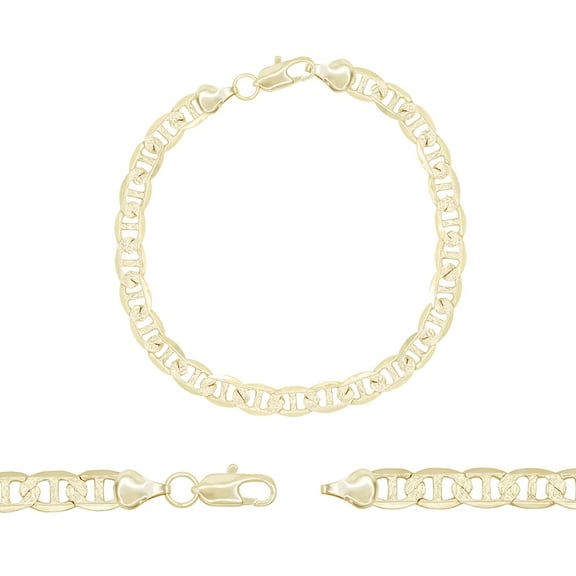 BEBERLINI Men Mariner Diamond Cut Chain 14K Gold Filled Bracelet 8.5" Jewelry Gift 7 mm