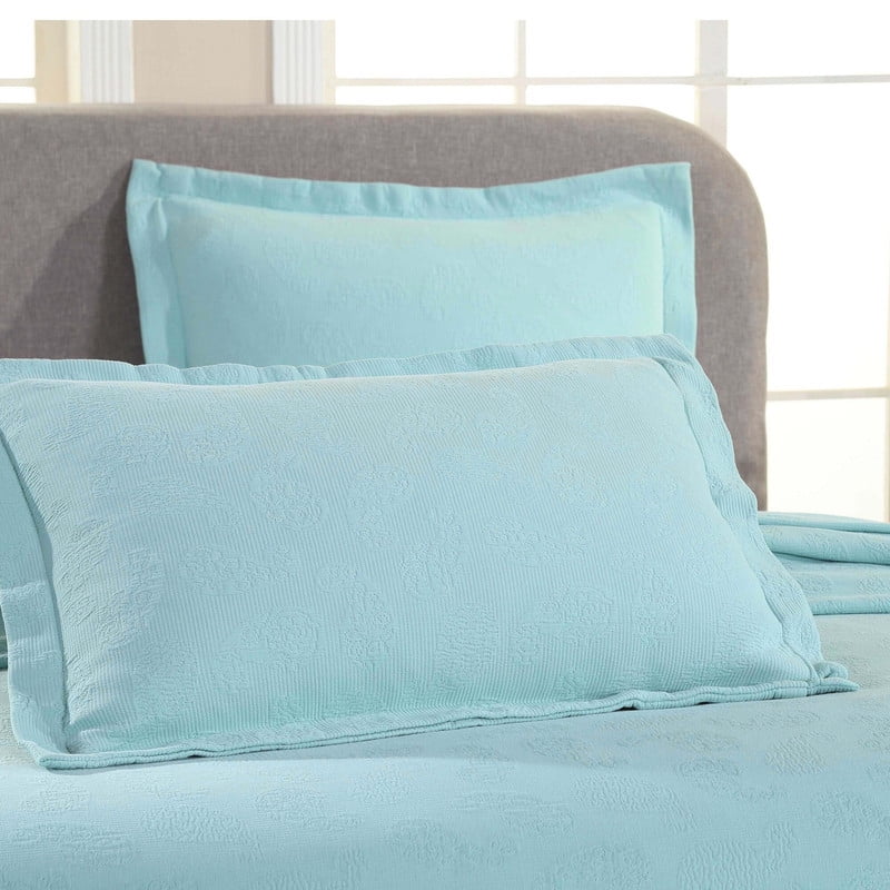Supeior Paisley Cotton Decorative 3-Piece Bedspread Set, All Season Breathable Bedspreads, Queen, Aqua