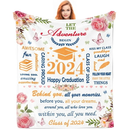 Graduation Gifts Blanket 60x50in Graduation Gifts for Her 2024 2024 Graduation Gifts for Women Phd/Masters Degree Graduation Gifts College/High School Graduation Gifts for Her