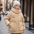 thumbnail image 4 of Chaqueta de algodón con cuello alto y capucha minimalista y de moda para mujer, chaqueta de algodón gruesa de nicho para otoño e invierno, 4 of 6